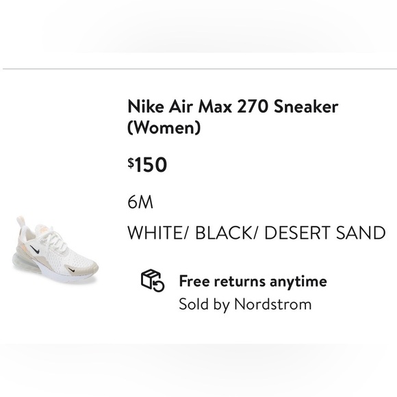 Nike Air Max 270 Cream and Tan Sneakers - Picture 7 of 7